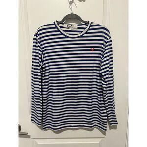 Comme des Garçons Play Long Sleeve Striped T-Shirt Navy/White Size Medium Womens